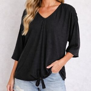 Women's Oliver By Escio Blouse Size M Black 3/4 Sleeve